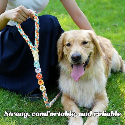 5FT Braided Cotton Rope Leash for Small, Medium and Large Dogs,Rainbow Mix - Image 5