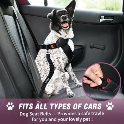 COOYOO Dog Seat Belt,Retractable Dog Car Harness Seat Belt for Car Adjustable Nylon Pet Safety Seat Belts Heavy Duty & Elastic Bungee Buffer - Image 2