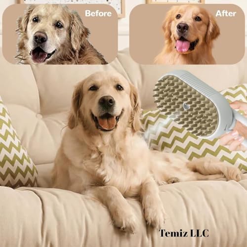 4-in-1 Pet Grooming Brush with Water Spray for Dogs & Cats, Silicone - Image 3