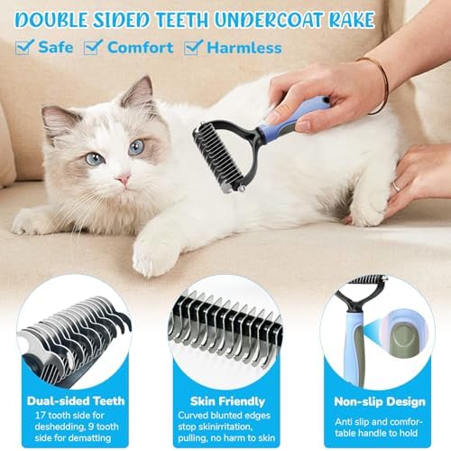 Dog Brush & Grooming Kit – 9-Piece Pet Brush & Deshedding Set for Shedding, Bathing, Trimming & Nail Care | Grooming Tools for Dogs & Cats, Includes Comb, Nail Clipper, Scissors, Slicker Brush (Blue) - Image 5