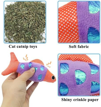 Andiker Cat Catnip Toys,Crinkle Catnip Fish with Rustling Shiny Crinkle Paper and Natural Catnip,Cat Interactive Toys for Indoor Cats for Promoting Digestion and Adjusting Emotion (Blue Fish) - Image 3