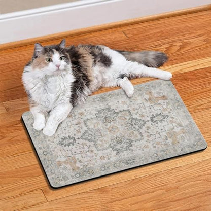 Vintage Tribal Dog Food & Water Mat, Boho Pet Feeding Mat for Floor Non-Slip Waterproof, Super Absorbent Cat Bowl Mat, Easy to Clean Durable Pet Placemat,16" × 24" - Image 2