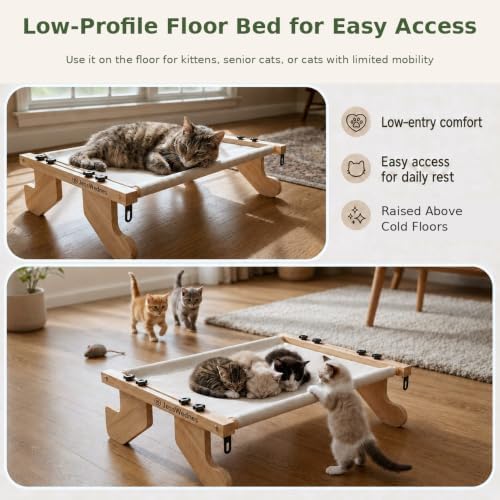 Extra Wide Cat Window Perch, 3-in-1 & Cordless with Solid Wood Frame - Image 5
