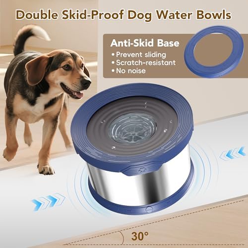 UPSKY 12L Dog Water Bowl No Spill Stainless Steel for Slow Drinking Blue - Image 4