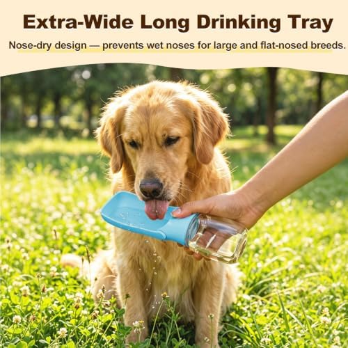 Foldable Dog Water Bottle, 12 oz Leak Proof Portable Dispenser (Blue) - Image 2