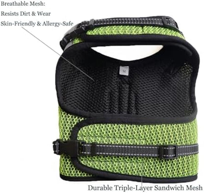 Mini Dachshund Harness – No Armpit Rub, Escape Proof, Reflective, No Pull Vest-Style Dachshunds Harness,Breathable Mesh Dog Harness (Fluorescent Green, M: Chest 42-52cm (16.5"-20.5")) - Image 3
