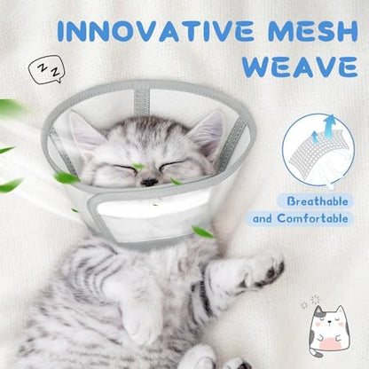 Supet Cat Cone Collar Soft, Air Mesh Recovery Collar to Stop Licking, Breathable Neck Cone Alternative, Lightweight Cat Head Cone Anti Scratch (White,S) - Image 4