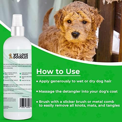We Love Doodles Dog Dematting Brush & Rake, Hair Brush for Dogs, Made in the USA & Detangler Spray - Stainless Steel Blades, No Pulling, All Hair Types, Promotes Circulation, All Breeds, Ages - Image 7