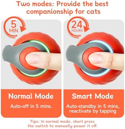 Interactive Cat Toy Ball - Automatic Moving Cat Ball for Indoor Cats with 3 Tails, Rechargeable Silent Kitten Toy for Boredom & Exercise, Rolling Ball Toy with 2 Modes & 2 Speeds. - Image 4