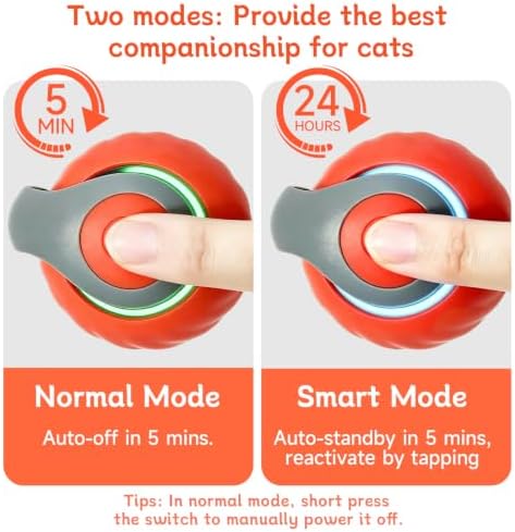 Interactive Cat Toy Ball - Automatic Moving Cat Ball for Indoor Cats with 3 Tails, Rechargeable Silent Kitten Toy for Boredom & Exercise, Rolling Ball Toy with 2 Modes & 2 Speeds. - Image 4