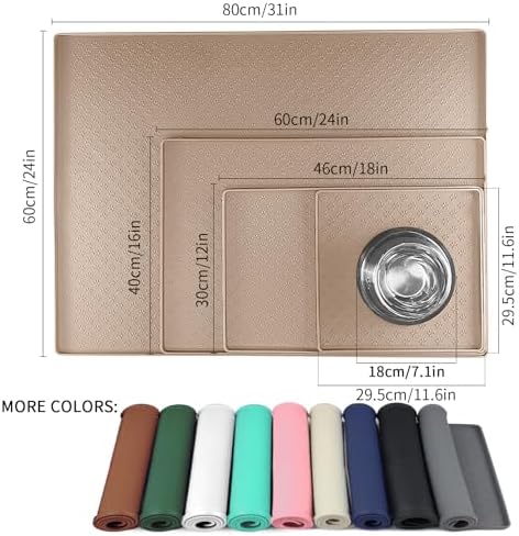 2 Pack Dog Food Mat Anti-Slip Bowl Mats for Food and Water, Waterproof Silicone Pet Placemat with High Raised Edges, Non-Slip Puppy Feeding Tray for Small, Medium Large Cats Dogs, Taupe, 11.8"x11.8" - Image 2