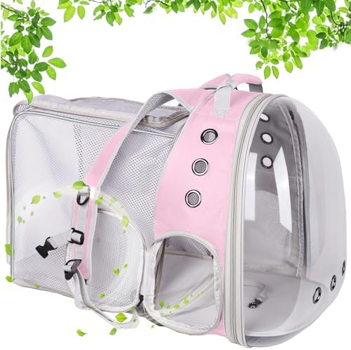 Square Back Extension Pet Backpack Carrier for Cat and Small Puppy up to 12 Pounds, Clear Space Capsule Astronaut Transparent Bubble Window Backpack to Carry and Transport Cat to Vet and Traveling - Image 5