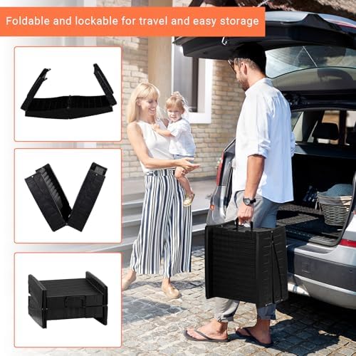 60 inch Folding Dog Ramp for Car, Tri-Fold 60" Long Folding Portable Pet Stair Ramp with Non-Slip Rug Surface, Extra Wide Dog Steps for Medium & Large Dogs Up to Enter a Car, SUV & Truck - Image 5