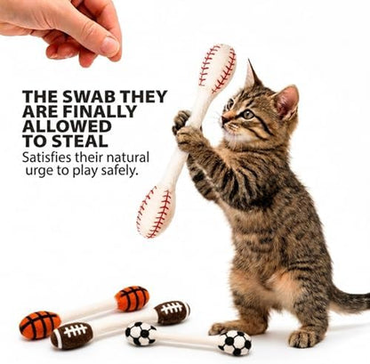 Glaciart One Swabs Cat Toys with Catnip - 4 Pk | Durable for Chew, Cute Cat Toys Interactive Kitty for Boredom, Exercise, & Play | Filled w/Organic Catnip for Anxiety & as Digestive Aid | Gift Idea - Image 4