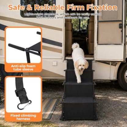 Dog Stairs for Large Dogs,4-Step Foldable Dog Ramp for Car with Non-Slip Surface & Oxford Fabric,Portable & Lightweight Pet Stairs for SUV,Truck,Bed & Couch,Supports up to 132 lbs (Green) - Image 5