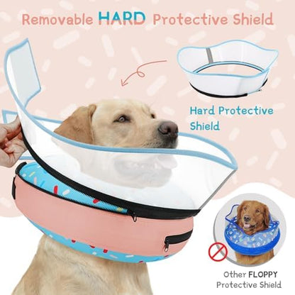 Supet Raised Inflatable Dog Cone Collar to Stop Licking, Soft Dog Cone Alternative After Surgery, Doggie Neck Donut Collar for Small Medium Large Dogs - Image 3