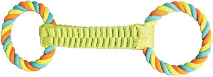 MPP 16" Figure 8 Dog Fetch n' Tug Toy Double Loop Ballistic Weave Braided Nylon Rope (Green)