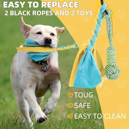 Flirt Pole Dogs, Dog Chase Toy with Squeakers Inside, Dog Fishing Pole Toy for Large Medium Small Dogs to Keep The Puppy Entertained and Physically Exhausted, Rope+Ball