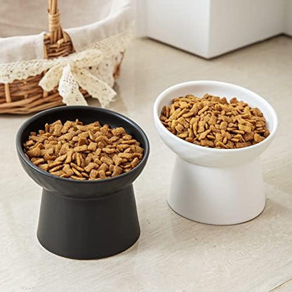 Elevated Cat Bowls, 15° Tilted Ceramic Raised Cat Food and Water Bowl Set, Whisker-Friendly Porcelain Pet Feeder Dishes for Indoor Cats and Small Dogs,White,5.2 Inch,4 Pack - Image 5