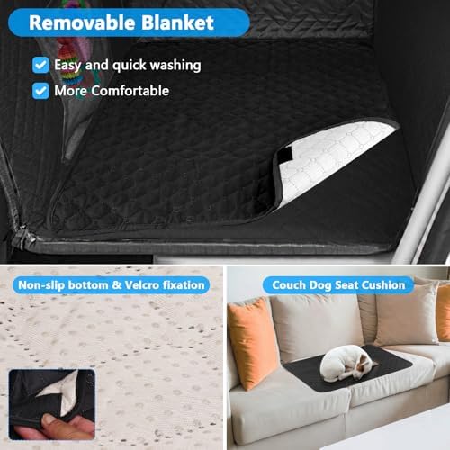Dog Car Seat for Large Medium Dogs, Hard Bottom Back Seat Extender for Dogs with Soft Removable Blanket, Non-Slip Dog Car Hammock Turn into Soft Pet Travel Bed,Half Pet Seat for Car SUV Truck(Black) - Image 3