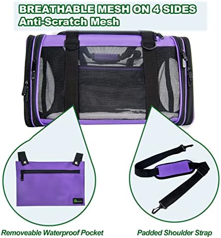 Soft-Sided Pet Carrier for Cats Small Dogs of 15 Lbs Medium Purple - Image 3