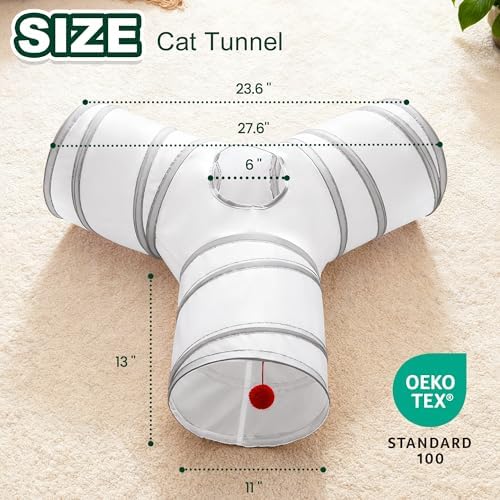 Love's cabin Cat Tunnel for Indoor Cats, 3-Way Collapsible Play Tunnel - Image 2