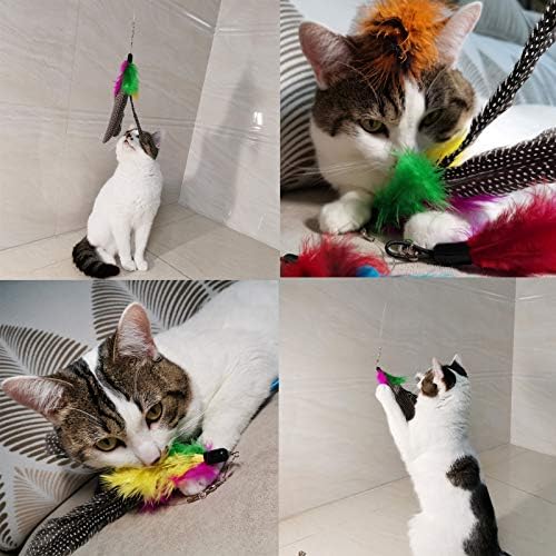 Cat Feather Toys Refills, 10 Pieces Worms Feathers Refills, Cat Wand Replacement Feathers Toy for Indoor Cats - Image 2