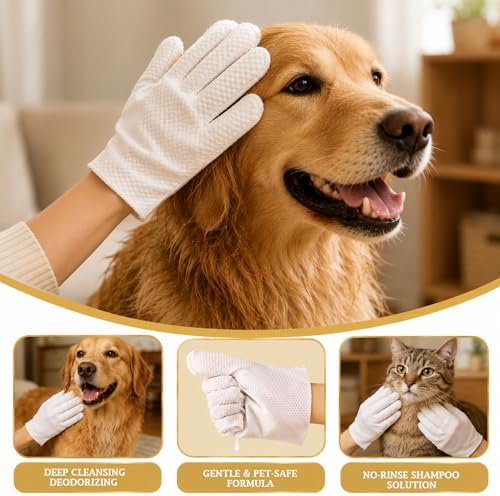 Hypoallergenic Pet Glove Wipes for Dogs & Cats - 7 Individually Wrapped Disposable No-Rinse Grooming Mitts | Lick-Safe Waterless Cleaning Gloves for Paws, Butt, Face & Fur | Deodorizing & Soft - Image 4