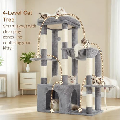 Heybly Heavy Duty Cat Tree with Large Base for Large Indoor Cats HCT026W - Image 2