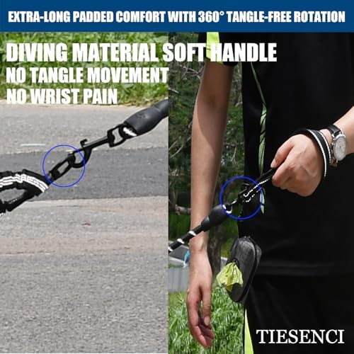 Double Dog Leash No Pull Bungee Hands Free Black Large Dogs - Image 5