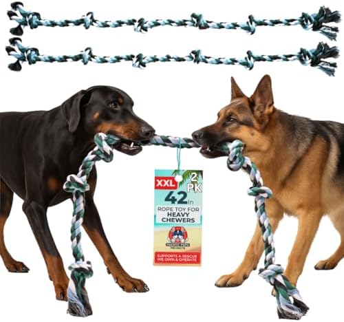 Pacific Pups Products Giant Dog Rope Toy for XL Dog, 42 Inch, Green, 2 Pack by PacificPupsProducts
