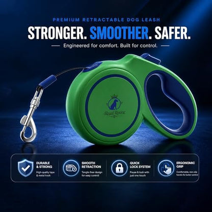 Retractable Dog Leash 16 FT (5M) – Heavy Duty Tangle-Free Dog Leash with One-Touch Brake & Lock, Reflective Nylon Tape, Ergonomic Non-Slip Handle for Small, Medium & Large Dogs up to 50 KG - Image 3