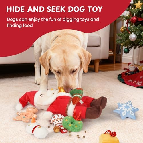 Nocciola Hide and Seek Christmas Santa Dog Toys: 9 Packs Vacation Gifts Funny Plush Stuffed Squeaky Crinkle Durable Chew Toys for Small Medium Large Breed, Dog Stocking Stuffers - Image 4