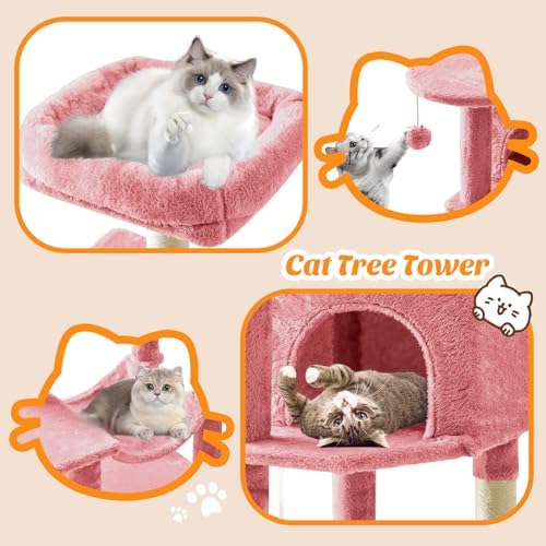 DUMOS 44 Inch Cat Tree Tower with Natural Sisal Scratching Posts - Image 6