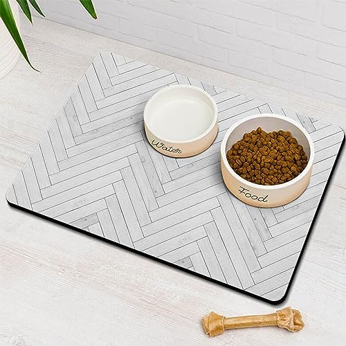 Dog Food Mats for Floors Absorbent, Pet Cat Food Mat - Quick Dry Dog Bowl Mats for Food and Water, Eco-Friendly Boho Pet Supplies 12" x 20" by Ayiashiab
