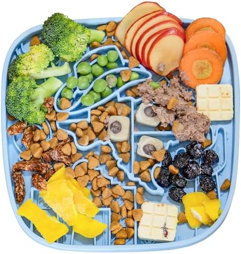 Puzzle Feeder Dog Lick Mat,Freezable Dog Enrichment Toys for Mental Stimulation and Anxiety Relief, Silicone Lick Mat for Dogs and Cats, Dog Slow Feeder that Supports All Types of Food, Blue by PuzzleFeeder