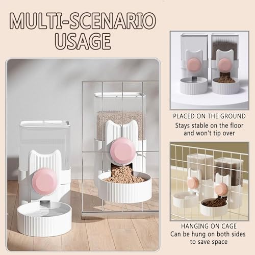 kathson Rabbit Feeder for Cage,Bunny Water Bottle,Pet Food Dispenser,Pink - Image 4