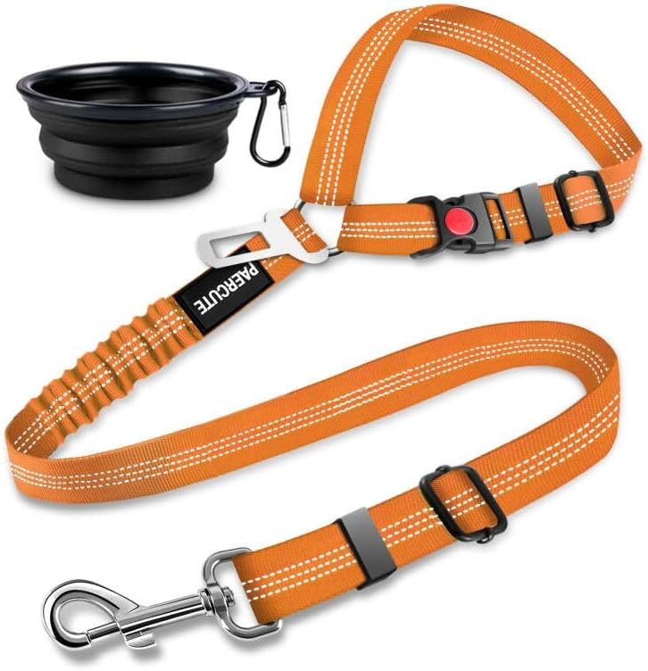2 Piece Set Retractable Dog Car Seatbelts - Adjustable Pet Seat Belt for Vehicle Headrest Restraint - Heavy Duty & Elastic & Durable Car Harness by Paercute