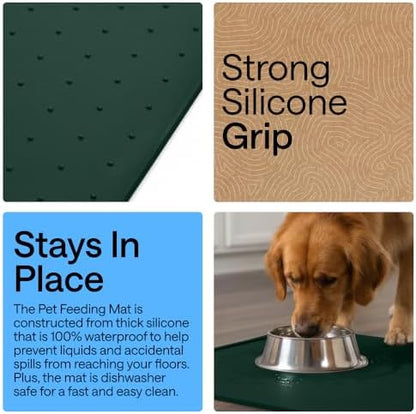 GORILLA GRIP Dog Food Mat, 100% Waterproof Silicone, 32x24 Hunter Green - Image 3