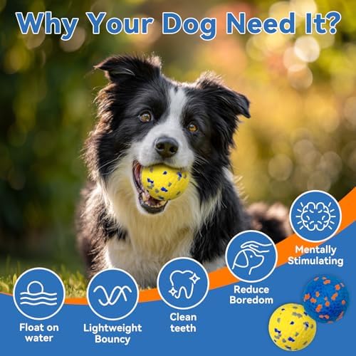 Indestructible Dog Ball Toy, Durable Dog Tennis Balls for Aggressive Chewers, High Bounce & Floating Balls for Dogs, Jolly Ball for Fetch in Yard, Beach & Pool(4 Pack) - Image 5