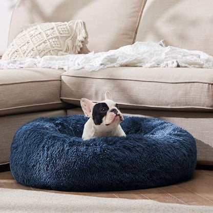 Bedsure Calming Small Dog Bed Donut Washable Cat＆Puppy Bed,23 inches Navy - Image 4