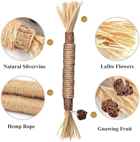 Cat Toys Chew Ropes, Silvervine Sticks Catnip Rope Toys with Refillable Natural Catnip for Cats Dental Care, Safe Teeth Cleaning Toy for Indoor Cat Kitty Kicker Toy Interactive Catnip Kitty Toys - Image 2