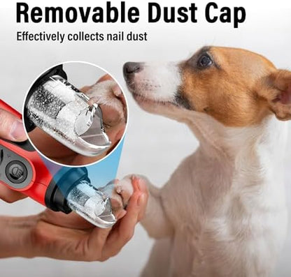 Casfuy Smart 6-Speed Dog Nail Grinder - 50% More Power Pet Nail Grinder with 2 LED Lights Quiet Rechargeable Electric Dog Nail Trimmers File Toenail Grinder for Large Medium Small Dogs & Cats (Red) - Image 6