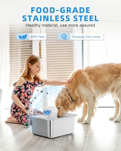 Lesotc Dog Water Fountain, 10L Stainless Steel Large Pet Fountain - Image 5