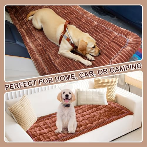 Backseat Pet Bed Mat Non-Slip Dog Car Seat Cover Scratch Chew Resistant Dog Blanket for SUVs, Trucks & Sedans 23" x 51" Easy Clean Comfortable Car Travel Pet Pad, Pure Coffee - Image 6