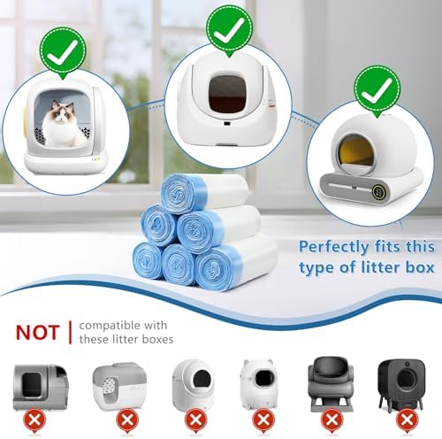 Kitcanis 120count Cat Litter Box Liner Automatic Litter Box for Cat Polyethylene Compatible with MeoWant MW-SC01/MW-SC02 1.5 Mil Heavy Disposable Scent Free 22lb Load, 17.7 x 19.68 in - Image 2