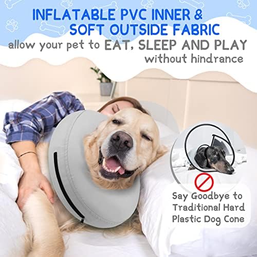 Supet Inflatable Dog Cone Collar for Large Medium Small Dogs, Soft Cone Collar for Dogs Cats, ECollar Doggie Neck Donut Dog Cone Alternative After Surgery - Image 3