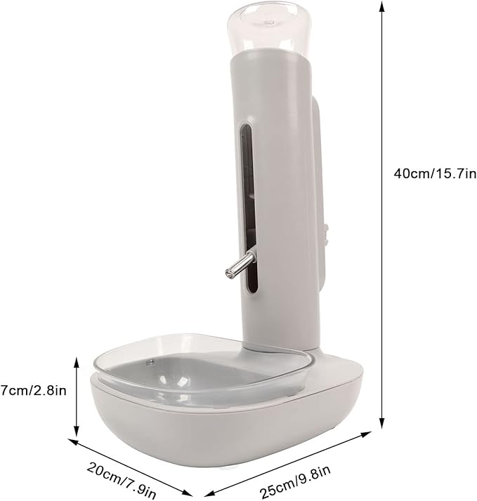 Pet Standing Water Dispenser, 680ml Height Adjustable Automatic Pet Drinking Bottle with Detachable Food Feeder Bowl for Dogs Cats