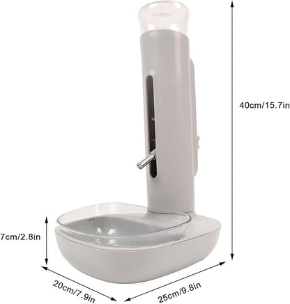 Pet Standing Water Dispenser, 680ml Height Adjustable Automatic Pet Drinking Bottle with Detachable Food Feeder Bowl for Dogs Cats