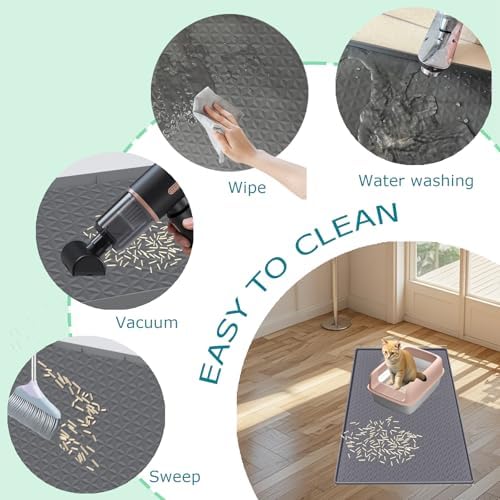 Cat Litter Mat for Litter Box, Silicone Large Cat Litter Trapping Mat - 51.2x25.6 in, Waterproof & Non-Slip, Durable & Easy Clean, Gray - Image 6